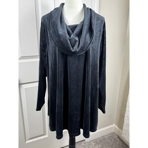 Catherines‎ 2X Black Velour Tunic Top Cowl Neck Long Sleeve Plus Size